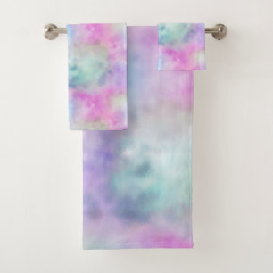 Pretty Pastel Rainbow Cloud BATHROOM TOWEL SET