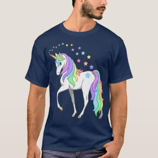 Pretty Pastel Rainbow Colors Unicorn Stars  T-Shirt