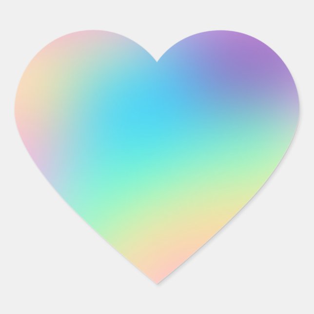 Pretty Pastel Rainbow Gradient Wedding Heart Sticker (Front)