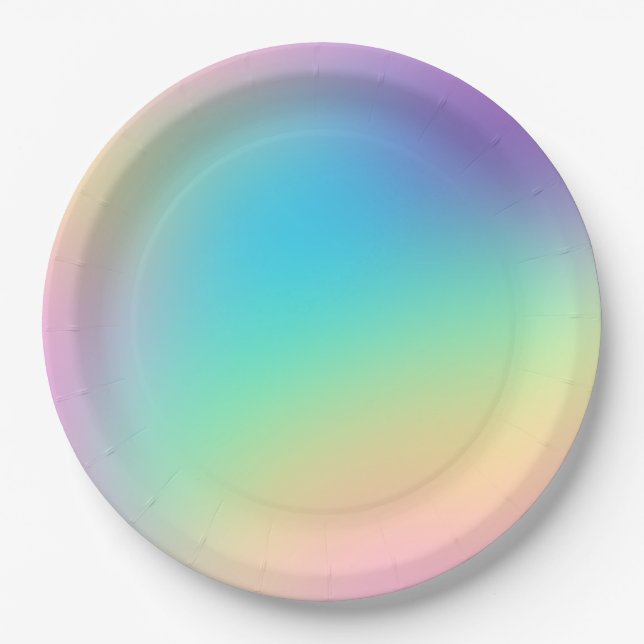Pretty Pastel Rainbow Gradient Wedding Paper Plate (Front)