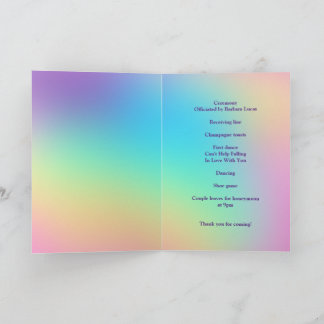 Pretty Pastel Rainbow Gradient Wedding Program