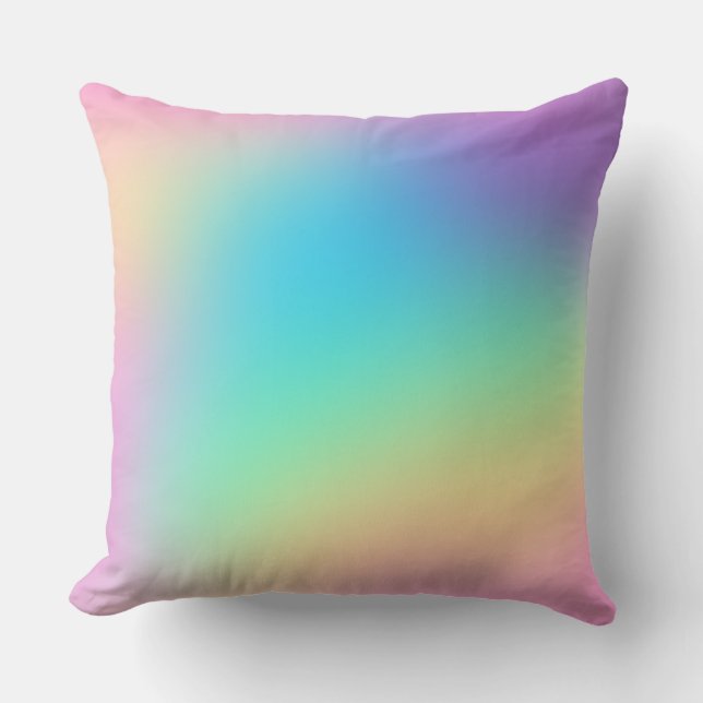 Pretty Pastel Rainbow Gradient Wedding Throw Pillow (Front)