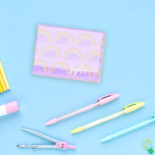 Pretty pastel rainbow pattern name personalized  post-it notes