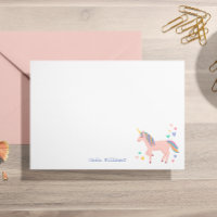 Pretty Pastel Rainbow Unicorn Kids Personal Note