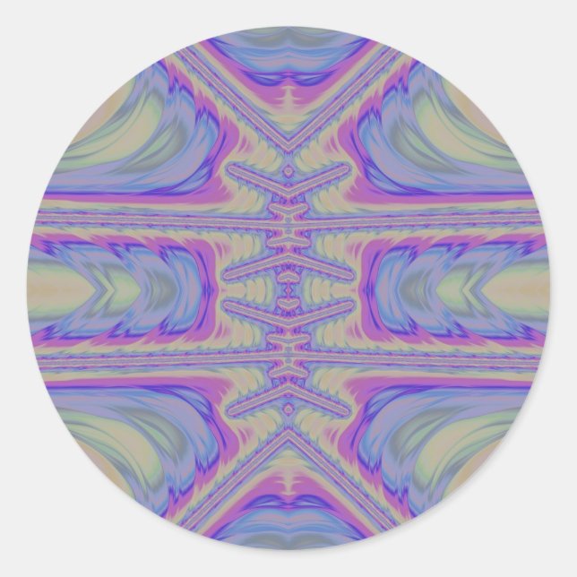 ~ Pretty Pastel Shades Fractal ~ Classic Round Sticker (Front)