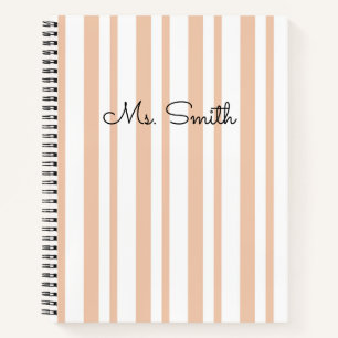 Pretty Pastel Striped Pattern Orange Notebook