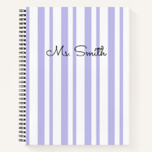 Pretty Pastel Striped Pattern Purple Notebook