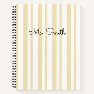 Pretty Pastel Striped Pattern Yellow Notebook