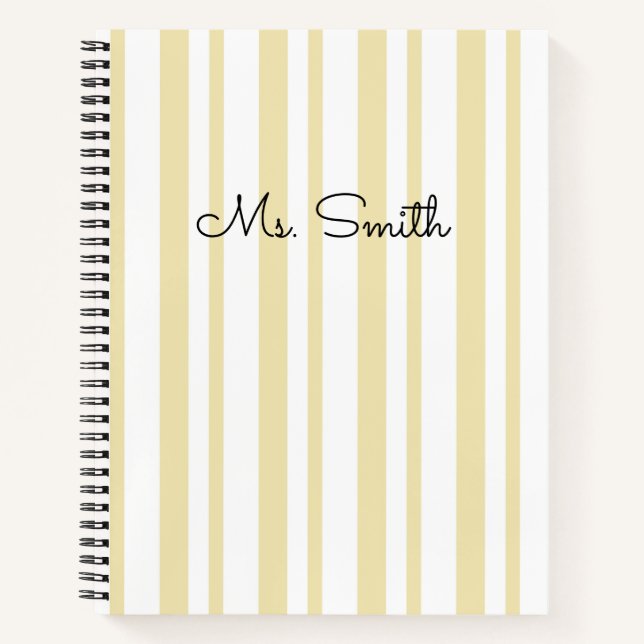 Pretty Pastel Striped Pattern Yellow Notebook (Front)