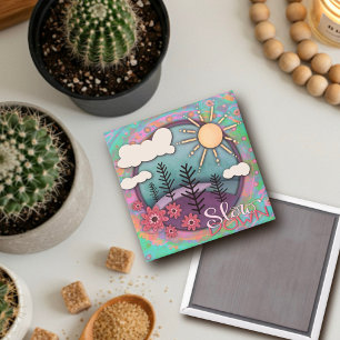 Pretty Pastel Sunset Slow Down Quote Inspirivity Magnet