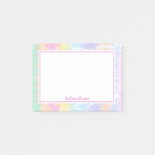 Pretty Pastel Tie Dye Rainbow Stripes Name Post-it Notes