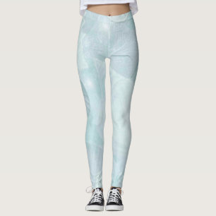 Pretty Pastel Under the Sea Blue Water Shells Leggings