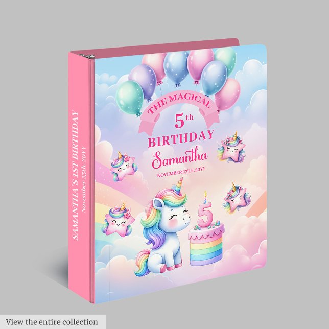 Pretty Pastel Unicorn Girl 5th Birthday Binder (Pretty Pastel Unicorn Girl 5th Birthday Binder)