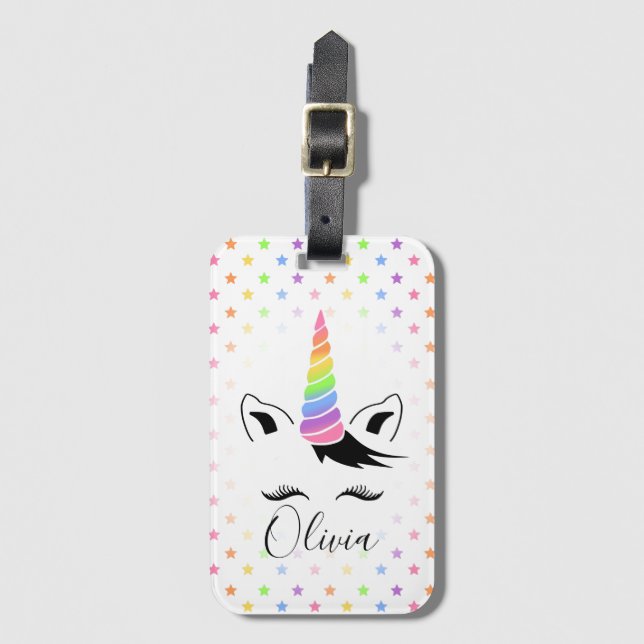Pretty Pastel Unicorn Luggage Tag (Front Vertical)
