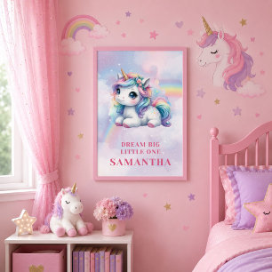 Pretty Pastel Unicorn Magical Day Girl Birthday Po Poster