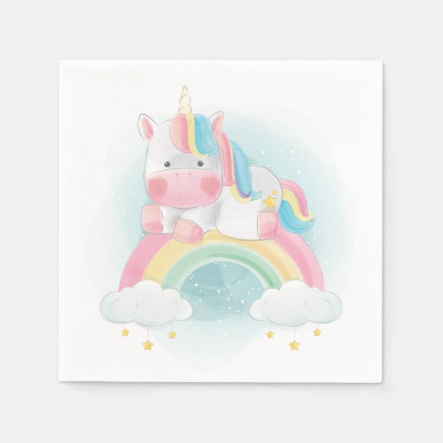 Pretty Pastel Unicorn Napkin (Front)