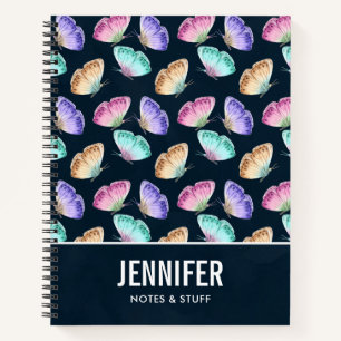 Pretty Pastel Watercolor Butterfly Pattern Notebook