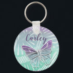 Pretty Pastel Watercolor Butterfly Personalised Keychain<br><div class="desc">Pretty pastel art with elegant butterfly design on personalised keychain.</div>