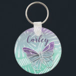 Pretty Pastel Watercolor Butterfly Personalised Keychain<br><div class="desc">Pretty pastel art with elegant butterfly design on personalised keychain.</div>
