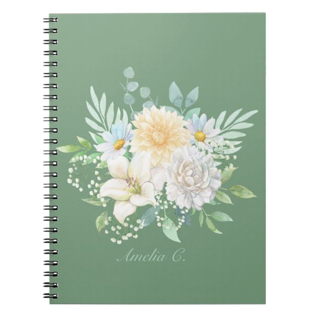Pretty Pastel Watercolor Floral Notebook (Front)