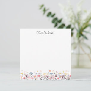 Pretty Pastel Watercolor Flower Border Custom Card