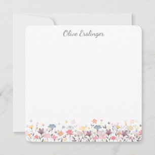 Pretty Pastel Watercolor Flowers Personalized Card