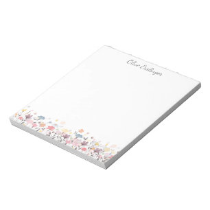 Pretty Pastel Watercolor Flowers Personalized Notepad