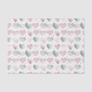 Pretty Pastel Watercolor Heart Pattern Tissue Paper