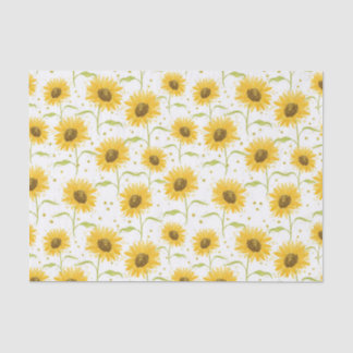 PRETTY PASTEL WATERCOLOR YELLOW SUNFLOWERS TISSUE PAPER