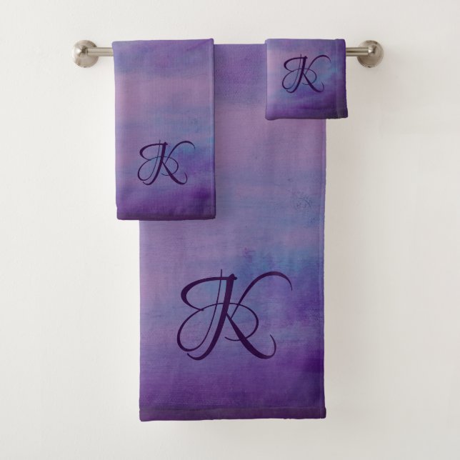 Pretty Pastels | Cute Pink Cloud Purple Blue Sky Bath Towel Set (Insitu)