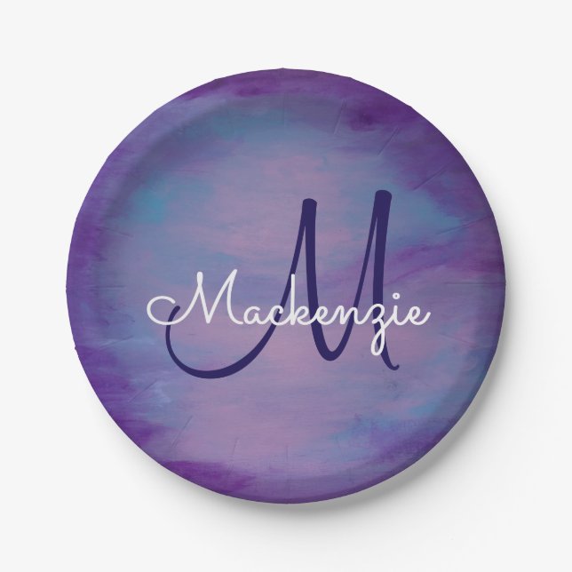 Pretty Pastels | Cute Pink Cloud Purple Blue Sky Paper Plate (Front)