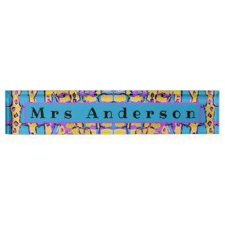 Pretty Pattern Blue Yellow Purple Acrylic Oil  Nameplate