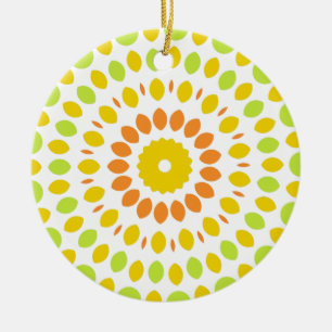 Pretty pattern in citrus colours ceramic ornament