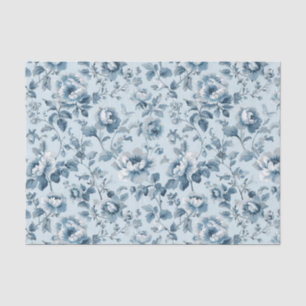 Pretty Pattern of Flowers in Shades of Blue Tissue Paper