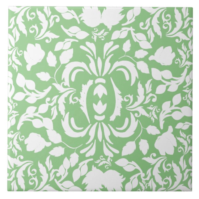 Pretty pattern William Morris green and white Tile (Front)