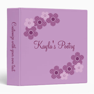 Pretty Patterned Flowers Binder, Purple Binder