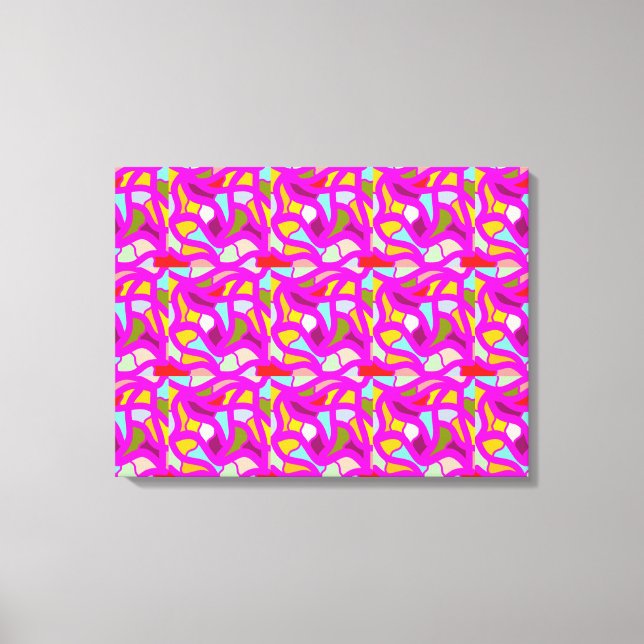 Pretty patterns in pink and rainbow colours canvas print (Front)