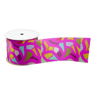 Pretty patterns in pink and rainbow colours satin ribbon