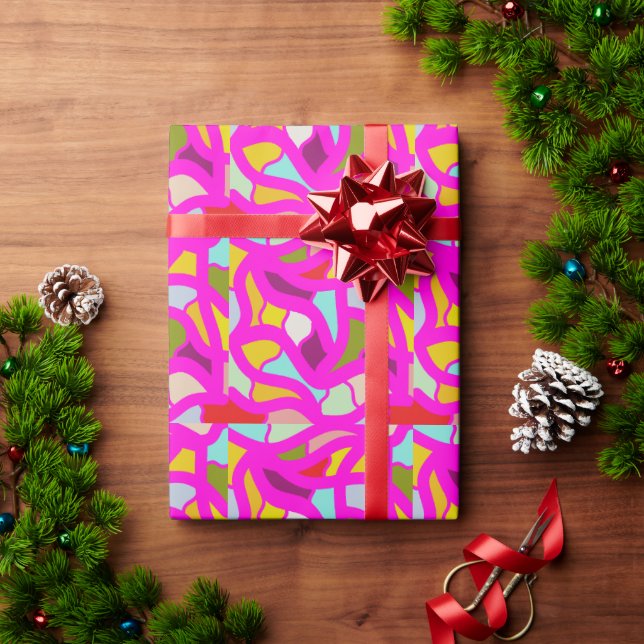 Pretty patterns in pink and rainbow colours wrapping paper (Holiday Gift)