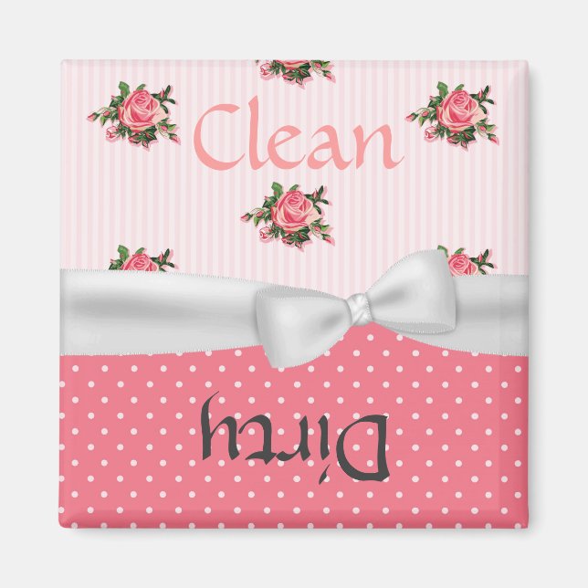 Pretty Patterns with Pink Roses Dishwasher Magnet (Front)