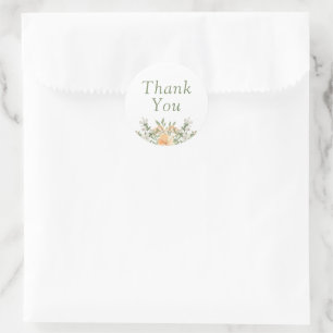 Pretty Peach and White Floral Wedding  Classic Round Sticker