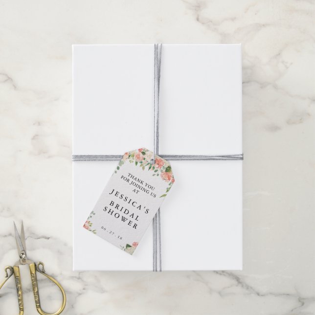 Pretty Peach Bridal Shower Favour Tags (With Twine)