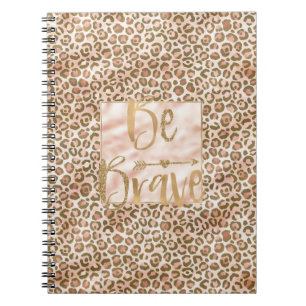 Pretty Peach Brown Leopard Print Be Brave Notebook