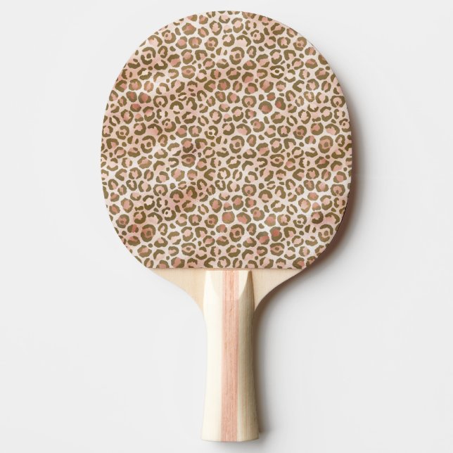 Pretty Peach Brown Leopard Print Ping Pong Paddle (Front)