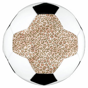 Pretty Peach Brown Leopard Print Soccer Ball