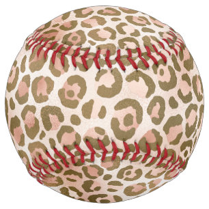 Pretty Peach Brown Leopard Print Softball