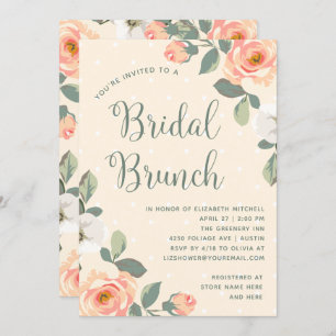 Pretty Peach Floral   Bridal Brunch Invitation