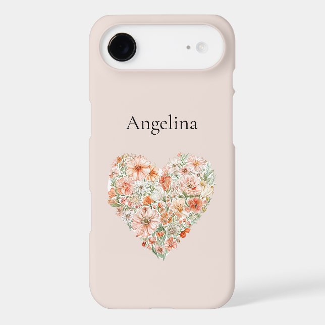Pretty Peach Floral Heart (Back)