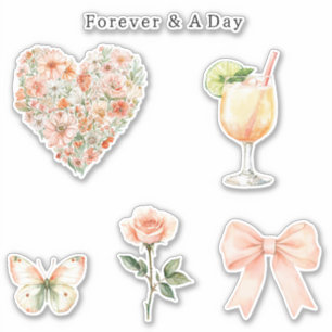 Pretty Peach Floral Heart Wedding