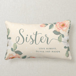 Pretty Peach Floral   Sister Lumbar Pillow